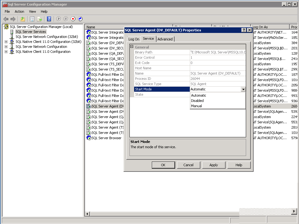 Figura 1.1 - Serviço do SQL Server Agent